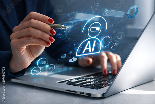 Futuristic Digital Interface with Artificial Intelligence Concept for Business and Innovation