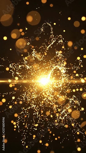 Flashing gold light on black background creates a looping visual effect for relaxation and meditation