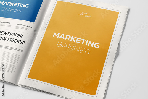 Tableau sur toile Newspaper Advertising Banner Mockup 3D Rendering Isolated Background
