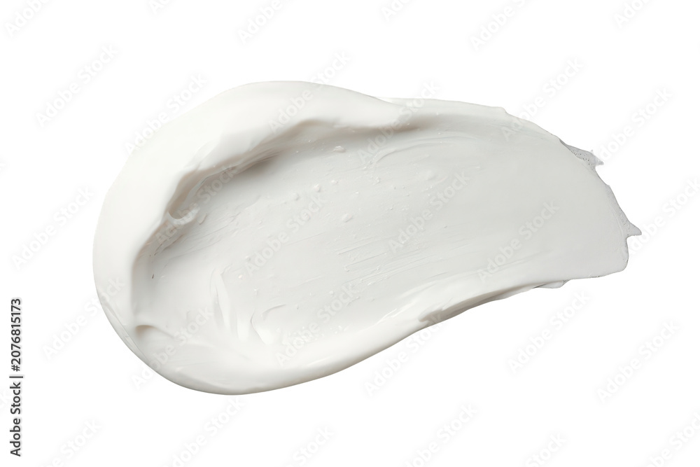 Obraz premium White cosmetic cream smear with textured swirl for skincare beauty product sample, transparent background