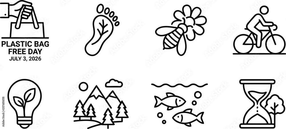 Obraz premium Eco friendly icons set with nature and recycle symbols