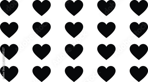 Black heart shapes on white background