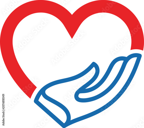 Heart in hand symbol for charity or love concept