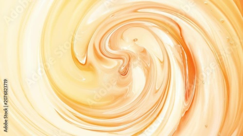 Smooth caramel and vanilla cream swirl with glossy rich texture, indulgent dessert, sweet abstract food, creamy delight, decadent flavor.