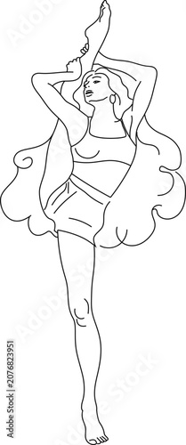 draw of a beautiful ballet dancer raising her leg