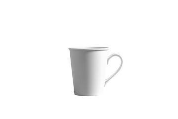 White ceramic mug mockup on a clear background, ideal for branding, customize with logos or designs