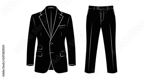 Foto Suit jacket and trousers black and white silhouette