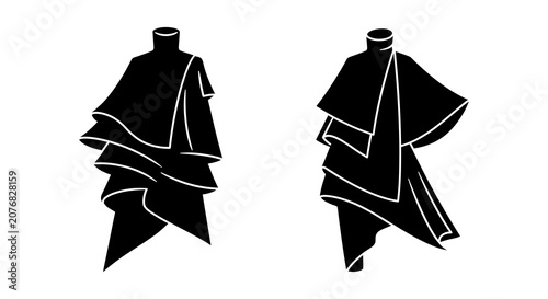 Cuadro en lienzo Two mannequins wearing draped garments black silhouette