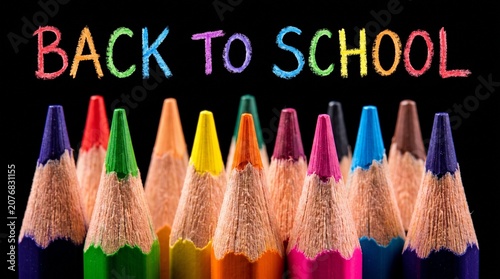 Back to School message with colorful pencils