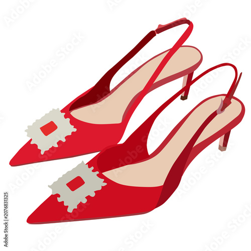 Women's heels in flat style isolated on transparent background.