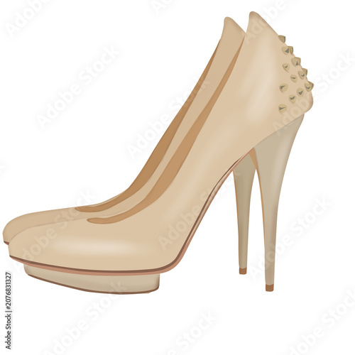 Women's heels in flat style isolated on transparent background.