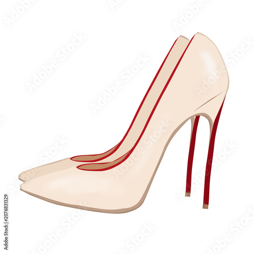 Women's heels in flat style isolated on transparent background.