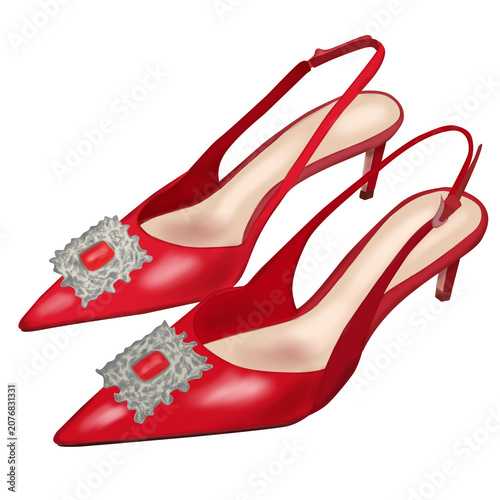 Women's heels in flat style isolated on transparent background.