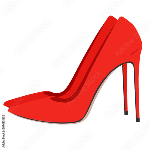 Women's heels in flat style isolated on transparent background.