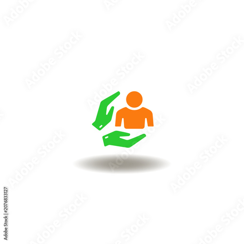 Vector illustration of hands caring person.Symbol of reasonable accommodation.