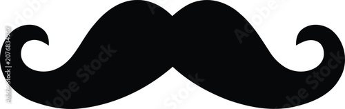 Black handlebar mustache icon for men fashion and barber shop design elements