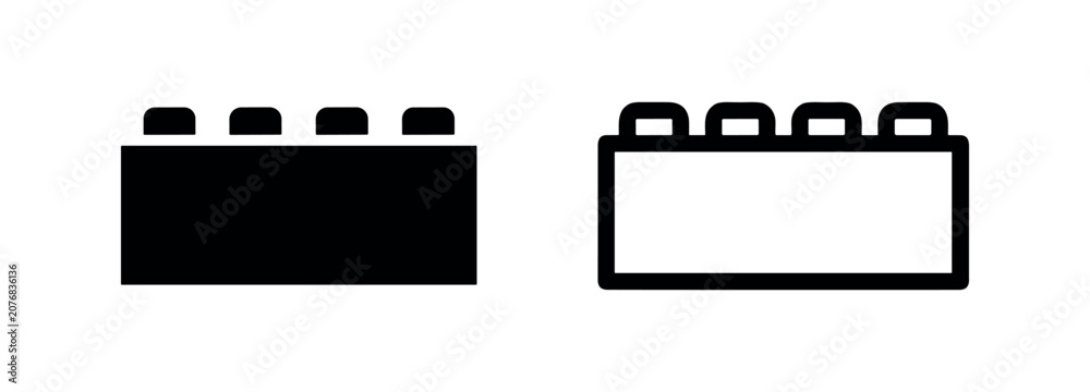 Obraz premium Toy building block icon. Constructive element symbol in solid and outline style.