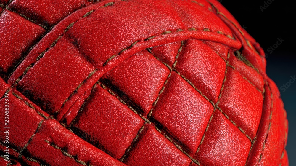 Fototapeta premium Red quilted leather with diamond stitching.