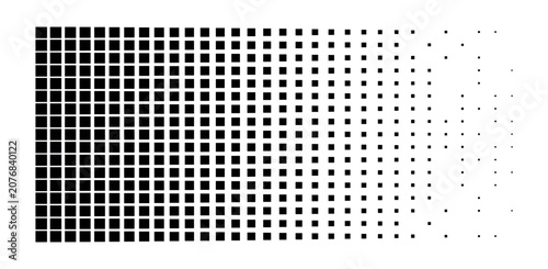 Foto Black square grid pattern with horizontal size gradient on white background