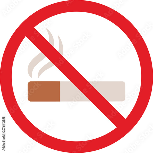 No smoking sign with a red prohibition circle and a cigarette icon