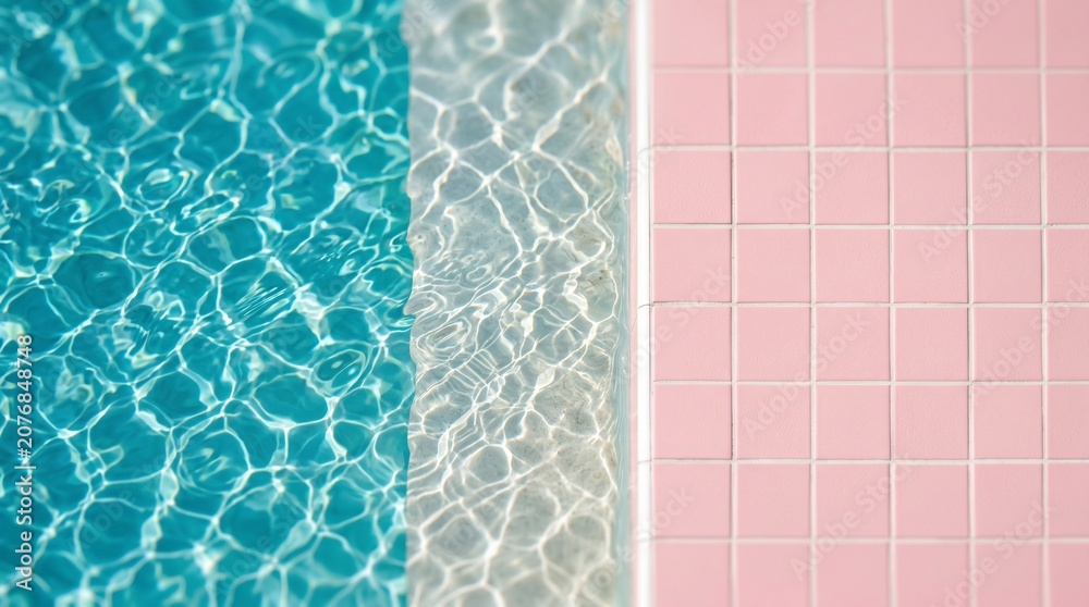 Fototapeta premium Serene swimming pool with calm water and pink tile border