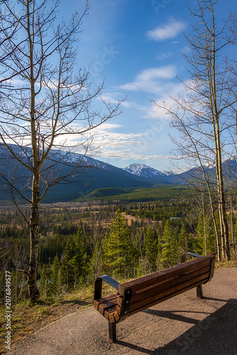 Secluded Bench Overlooking A Kananaskis Mountain Valley