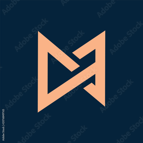 Modern Angular Monogram Letter M N Logo Template, Minimal Geometric Abstract Brand Identity Vector