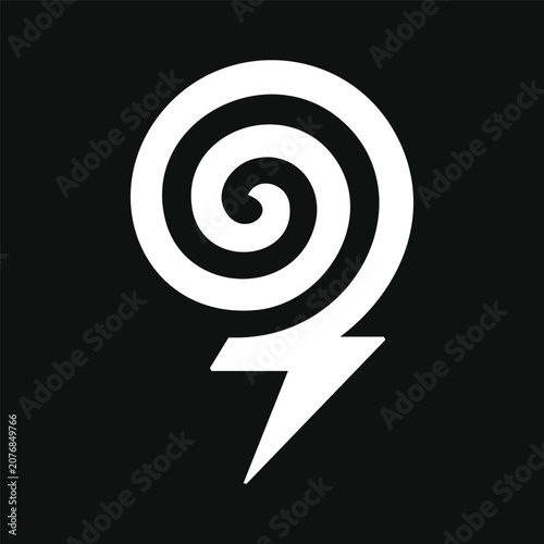 Abstract Spiral Lightning Bolt Logo Template, Energy Technology Innovation Vector Icon