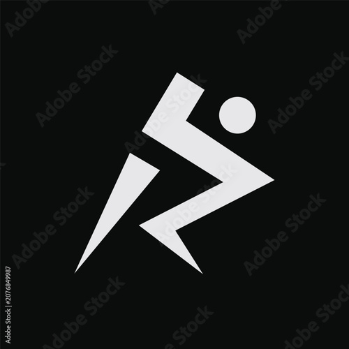 Abstract Running Athlete Logo Template, Sports Fitness Dynamic Motion Vector Icon