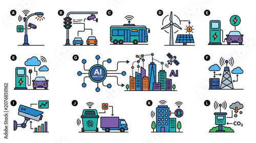 AI Powered Smart City Infrastructure and Futuristic Urban Technology Network with Data Connectivity