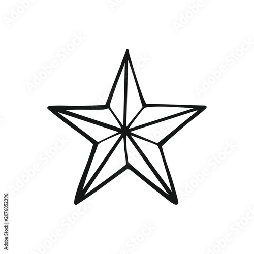 Single star shape in hand drawn doodle style