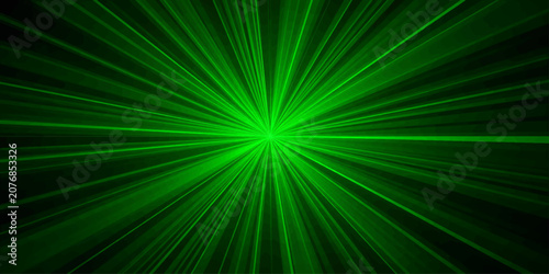 Bild auf Leinwand Abstract Green Light Burst with Radiating Rays Fractal Energy Pattern Bright Las