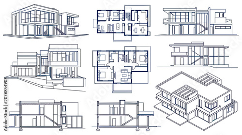 Modern House Designs: Blueprints and Architectural Drafts Collection