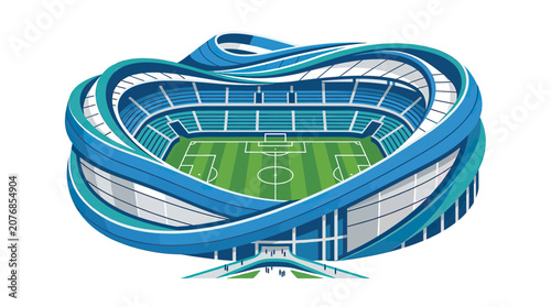 Modern Football Stadium Design - Aerial View