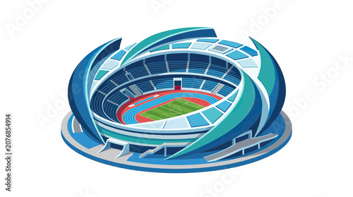 Modern Sports Stadium with Futuristic Design and Running Track