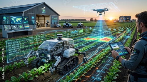 Modern Precision Agriculture Drone and Robotic Farming Setup