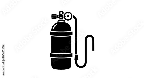 Minimal black silhouette icon, simple flat vector, bold black shape, no gradients, no shading scuba diving oxygen tank icon on a, flat icon style