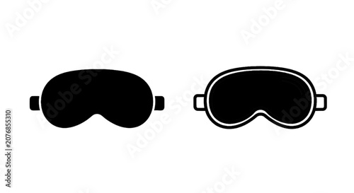 Minimal black silhouette icon, simple flat vector, bold black shape, no gradients, no shading set of sleep masks icons, eye mask for sleeping, vector illustration on a, flat icon style