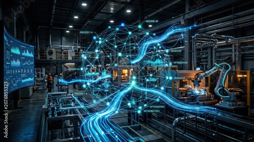 Neural Network Hologram Industrial Smart Factory Automation