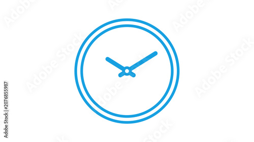 Obraz na plátně Minimalist blue clock icon on white background, time concept