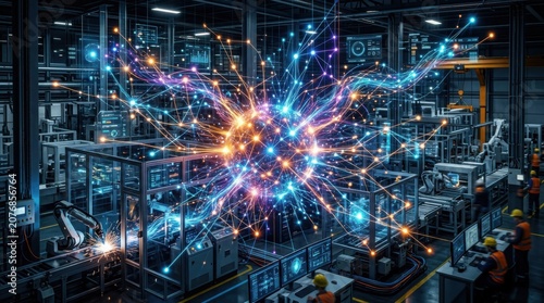Advanced Smart Factory with Digital Neural Network and Industrial Robotics