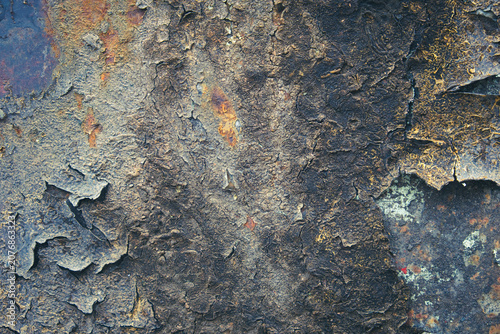 Cuadro en lienzo Detailed texture of flaky corroded metal sheet