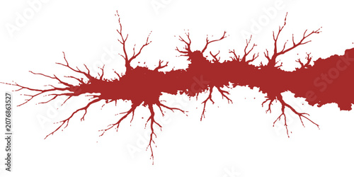 Foto Crimson horror style split effect or organic root graphic design element