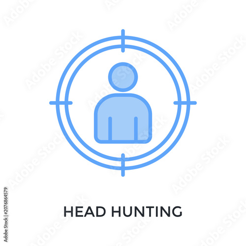 Fotografie Head Hunting Icon Lineal Blue Style