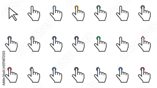 Fotografía Minimalist website clicker line icon collection showing classic hand gesture ind