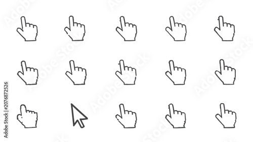 Fotografía Minimalist website clicker line icon collection showing classic hand gesture ind