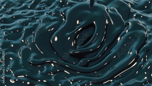 Glossy Obsidian Teal Liquid Swirl with Deep Metallic Vortex
