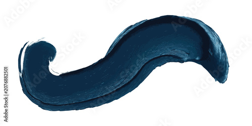 Dark Blue Paint Swirl Isolated on White Background Abstract Art Element.