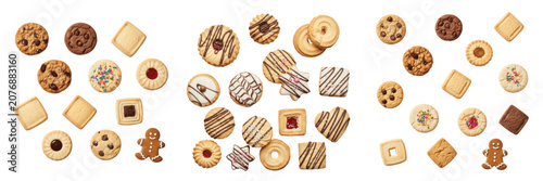 Cuadro en lienzo Isolated Assorted Decorative Sweet Cookies PNG Cutout Set