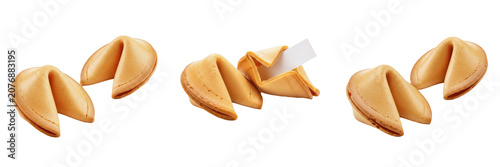 Bild auf Leinwand Traditional Chinese Fortune Cookies Isolated on Transparent Background, Crispy G
